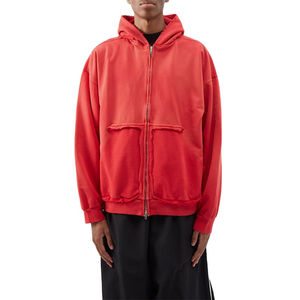 Sweat à capuche zippé en coton de qualité supérieure pour homme, style usé, imprimé au dos, tendance, personnalisable OEM - Product Image 1