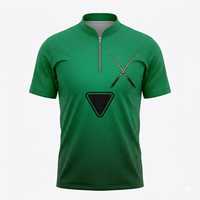 Maillot de billard personnalisé en tricot solide, à manches courtes, avec fermeture éclair, sublimation, respirant, séchage rapide, 100% polyester, pour homme
