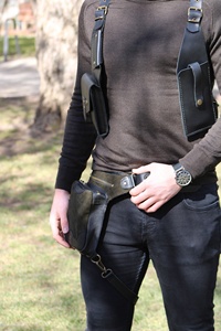 <b>Leather</b> Festival Bag Shoulder Travel Burning Man Holster Waist <b>Belt</b> Pack Drop Leg <b>Pouch</b> LLB-0060 - Product Image 5