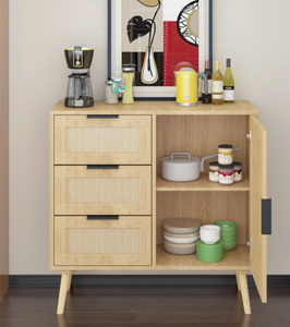Armoire de rangement en rotin et bois de qualité supérieure, meuble moderne à plusieurs tiroirs, armoire sur pied pour la décoration de la maison et du bureau - Product Image 5