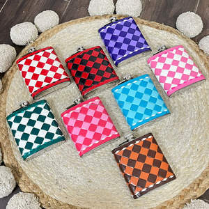 Flacon à liqueur élégant en cuir de vachette véritable à carreaux, portable, personnalisable, plusieurs couleurs, flacon de poche confortable - Product Image 5