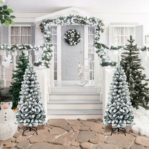 Albero di Natale a forma di matita non illuminato, 1,37 metri, con cerniere e effetto neve, 242 rami - Product Image 3