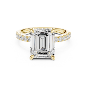 Anillo de Compromiso de Diamantes con Corte Asscher para Mujer en Oro Rosa, Engaste Pavé, Estilo Clásico - Product Image 2