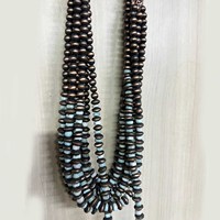 Collier artisanal unisexe en cuivre style sud-ouest avec pierre précieuse Larimar et boule de cuivre, style Navajo