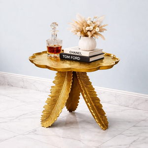 โต๊ะบาร์อะลูมิเนียมหล่อขึ้นรูปหรูหรา ฐานรูปใบไม้ ดีไซน์งานประติมากรรม ป้องกันสนิม ผิวสัมผัสระดับพรีเมียม ชิ้นงานตกแต่งสุดหรู - Product Image 1