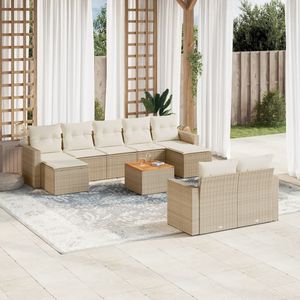Conjunto de Sofás Modulares de Jardín en Poliratán Beige con Patas Ajustables, Muebles de Exterior Cómodos y Personalizables - Product Image 1