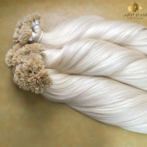 Extensiones de cabello con punta plana, rubio platino, servicio OEM, fabricante de Vietnam, aspecto natural, sin enredos, sin caída, gran venta. - Product Image 2