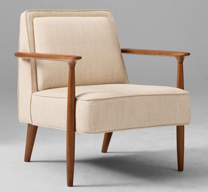 Sillón Moderno Tapizado para Sala de Estar, Sillón de Madera con Estructura de Madera Maciza, Asiento para Hotel, Apartamento, Villa - Product Image 1