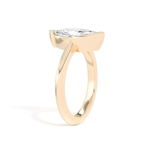 Bague en or massif 14 carats avec diamant taille marquise et serti semi-biseauté pour fiançailles, mariage et anniversaire - Cadeau de luxe certifié IGI - Product Image 4