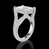 Cincin Tunangan Wanita Berlian Potongan Brilian Buatan Laboratorium Aurum Diam Warna E Bersertifikat EGL Model Mewah Berlapis Perak 925 AURG-144