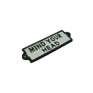 Mind Your Head Cast Iron Warning Plaque Handmade Crafts Wall Sign For Decor Custom Thick <b>Rustic</b> <b>Door</b> Sign Durable Rust Free - Product Image 2