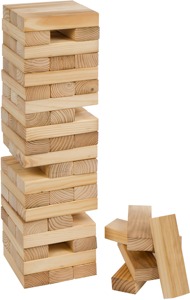 Jeu de tour de blocs en bois Jenga, blocs carrés durables, jeu de société familial amusant, 2 joueurs, défi de dextérité - Product Image 6