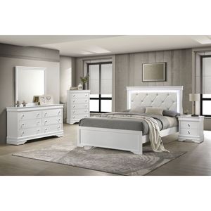 Letto Queen Size Stile Moderno Blaze con Testiera LED e Rivestimento in Legno Bianco - Product Image 5