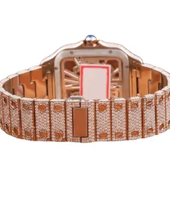 Montre mécanique de luxe pour homme, bracelet simple, cadran squelette, diamants Moissanite VVS, style Hip Hop, verre pavé de haute qualité - Product Image 2