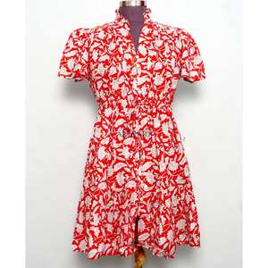 Vestido Corto con Estampado Floral para Mujer, Estilo Boho Chic, Verano, Midi, Casual, para Playa, Vacaciones, Ligero, con Botones Naturales - Product Image 1