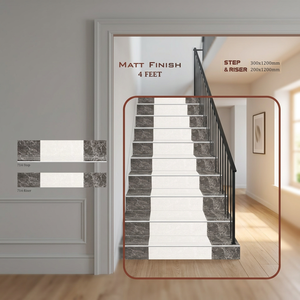 11mm/20mm Matte Porcelain Step Riser <b>Tiles</b> 1200x300mm & 1200x200mm Anti-Slip Stone & Wood Look Stair Treads for Hall Outdoor Use - Product Image 4