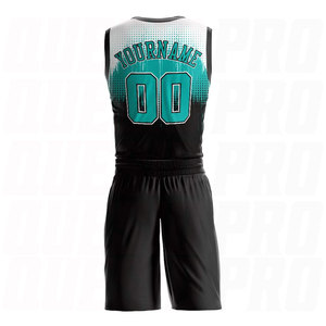 Conjunto de Uniforme de Baloncesto Sublimado Personalizado con Cuello Redondo en Blanco y Negro, Nombre del Equipo, Número y Logotipo Impresos Personalizados - Product Image 2