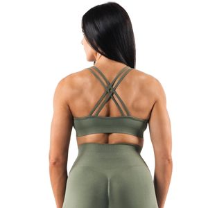 Sujetador Deportivo con Escote Profundo en V para Mujer, Color Verde Oliva, Sujetador Deportivo con Soporte, Transpirable, para Entrenamiento, Running, Yoga, Ropa Deportiva - Product Image 2