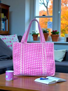 Bolsa de Mano Bordada para Damas de Honor, Acolchada y Personalizada, con Estampado de Bloques, Regalo Nupcial, Bolsa de Playa, Bolsa de Mano para Boda - Product Image 4