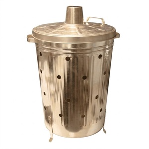 Fournisseurs en gros de poubelles d'incinération de déchets de jardin en acier galvanisé, poubelle extérieure en métal pour brûler les ordures avec couvercle à cheminée - Product Image 3