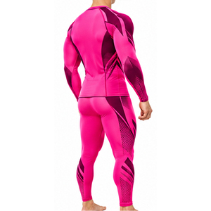 Ensemble de survêtement de compression pour homme, hautement extensible, à séchage rapide, avec t-shirt à manches longues et collants, idéal pour l'entraînement sportif, la remise en forme et la course à pied - Product Image 6