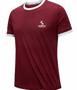 Custom Logo Men's Maroon Ringer T-<b>Shirt</b> | Premium 100% Cotton 180-220 GSM SUBHAY Summer <b>Shirts</b> - Product Image 1