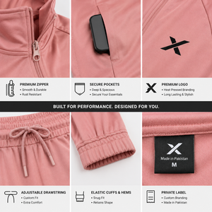 Chándal Deportivo para Mujer X Sports City, Cuello Alto, Color Rosa, Estilo Deportivo con Bolsillos Laterales, Transpirable, Poliéster-Microfibra, Logotipo X - Product Image 5