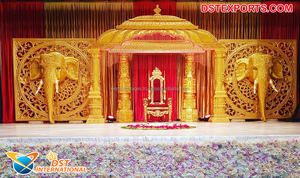 เวทีงานแต่งงานแบบราชวงศ์พร้อมเสาต้นปาล์ม ตกแต่งเวทีงานแต่งงานแบบตะวันตก จัดงานแต่งงานแบบเวทีเปิด ตกแต่งงานอีเว้นท์ในออสเตรเลีย - Product Image 2