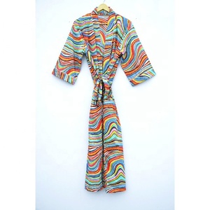 ชุดคลุมยาวพิมพ์ลายดอกไม้สำหรับผู้หญิงชุดใส่ไปทะเลสไตล์โบโฮชุดใส่นอนชุดกิโมโนยาวลายดอกไม้ระบายอากาศได้ดีในฤดูร้อน - Product Image 1