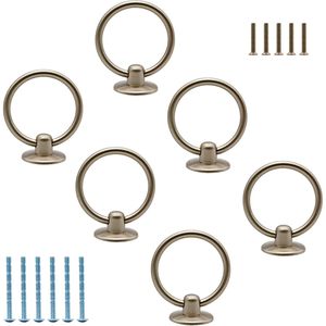 Modernos tiradores de anillo de 6 piezas en oro champán para cajones de cómodas y gabinetes de cocina, tiradores metálicos para muebles - Product Image 1
