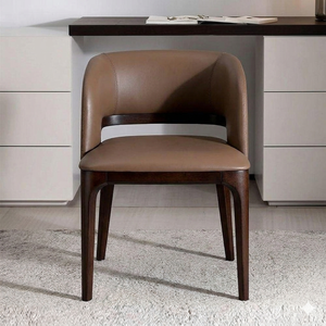 Chaise de salle à manger rembourrée en bois massif, fauteuil en cuir, fabricant et fournisseur de meubles modernes pour restaurants, hôtels et villas - Product Image 3