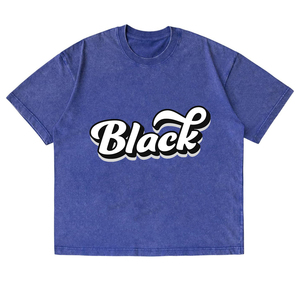 เสื้อยืดคอตตอนโอเวอร์ไซส์ทรงหลวม แขนสั้น คอกลม สไตล์ลำลอง สตรีทแวร์ ผ้าเจอร์ซีย์ถัก ล้างสีแบบแอซิด พิมพ์ลายซิลค์สกรีน - Product Image 3