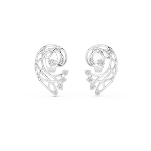 Modernos Pendientes de Oreja con Diseño de Diamante Abstracto, Oro Blanco de 18K, Moissanita de Diseñador, Certificación IGI, para Aniversario o Fiesta - Product Image 1