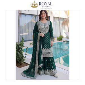 Collection de costumes Sharara en soie Chinnon lourde avec broderies de sequins, dernier design et nouveau style, pour mariage, en vente - Product Image 5