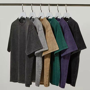 Camiseta de Manga Corta para Hombre, Cuello Redondo, Color Sólido, Estilo Casual, Algodón Jersey, Corte Holgado, Aspecto Lavado - Product Image 2