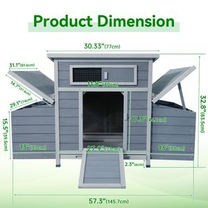 Grande Pollaio in Legno per Esterni con 2 Cassette Nido Laterali, Gabbia per Galline e Pollame per Uso Esterno - Product Image 6