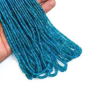 Perles facettées rondes en apatite bleu néon naturel, perles en apatite néon pour la création de bijoux, brin de 16 pouces, 3-4 mm, perles de pierres précieuses - Product Image 1