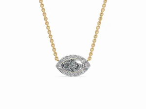 Pour Votre Regard : Pendentif Halo Marquise en Diamant de Laboratoire de 0,970 Carat, 19 Pièces, Or Jaune, Rose ou Blanc 9K, 14K, 18K, Bijoux de Luxe - Product Image 4
