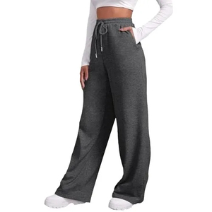 Pantalones Deportivos de Cintura Alta para Mujer con Logotipo Personalizado, Pantalones Holgados para Descansar, Bordados, de Tela Gruesa de 500 GSM, Pantalones Deportivos para Correr - Product Image 1