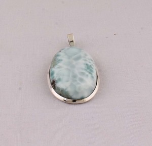 Collar con Colgante de Malaquita Natural Vintage al por Mayor, Plata de Ley 925, Engaste Ovalado Grande, Piedra Azul Caribeña - Product Image 2