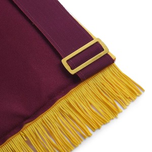 Delantal de la Orden del Amaranto, terciopelo granate con bordes y flecos amarillos, delantales de la francmasonería con personalización. - Product Image 4