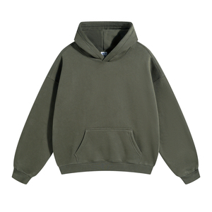 Sudadera con Capucha Extra Grande para Hombre, Verde Sólido, Felpa de Algodón, Informal, con Bolsillo Delantero, Corte Regular, para Otoño - Product Image 5