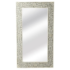 Decorative Wooden Wall <b>Mirror</b> Vintage Leaf Detailing Chic Reflective Accent for Contemporary Spaces - Product Image 5