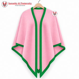 Capa tipo chal verde y rosa para mujer de Alpha Kappa Sorority, suéter casual a rayas con frente abierto, capa tipo chal para uso diario, cuadrada - Product Image 4