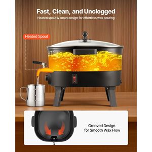 Fondeur de cire rapide à chauffage uniforme de 6,3 Qts pour la fabrication de bougies avec bec verseur facile, contrôle de la température et base rainurée - Product Image 5