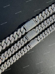 Cadena de eslabones cubanos geométricos helados de lujo con pavé de diamantes, joyería chapada en plata de Hip Hop brillante para hombres y mujeres, ropa de fiesta - Product Image 4