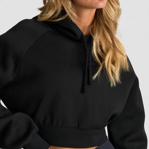 Vente en gros de sweats à capuche surdimensionnés en tricot respirant avec logo personnalisé imprimé, pour femmes, 100% coton, collection automne - Product Image 5