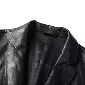 เสื้อเบลเซอร์ลำลองสำหรับผู้ชายเสื้อหนังแกะแท้ระบายอากาศได้ดีขนาดสั่งทำ - Product Image 4