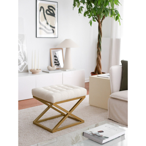 Premium Quality Iron Frame Fabric Seat <b>Stool</b> Durable Metal Base Upholstered Foot Rest Ottoman <b>Stool</b> for Home <b>Office</b> and Hotels - Product Image 4