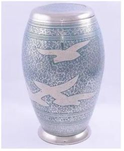 Adult Pet Brass and Funeral Urns Casket Funerary Urn Human <b>Memorial</b> Urnd Aluminum Cremation Urn Drum Style Adult - Product Image 3